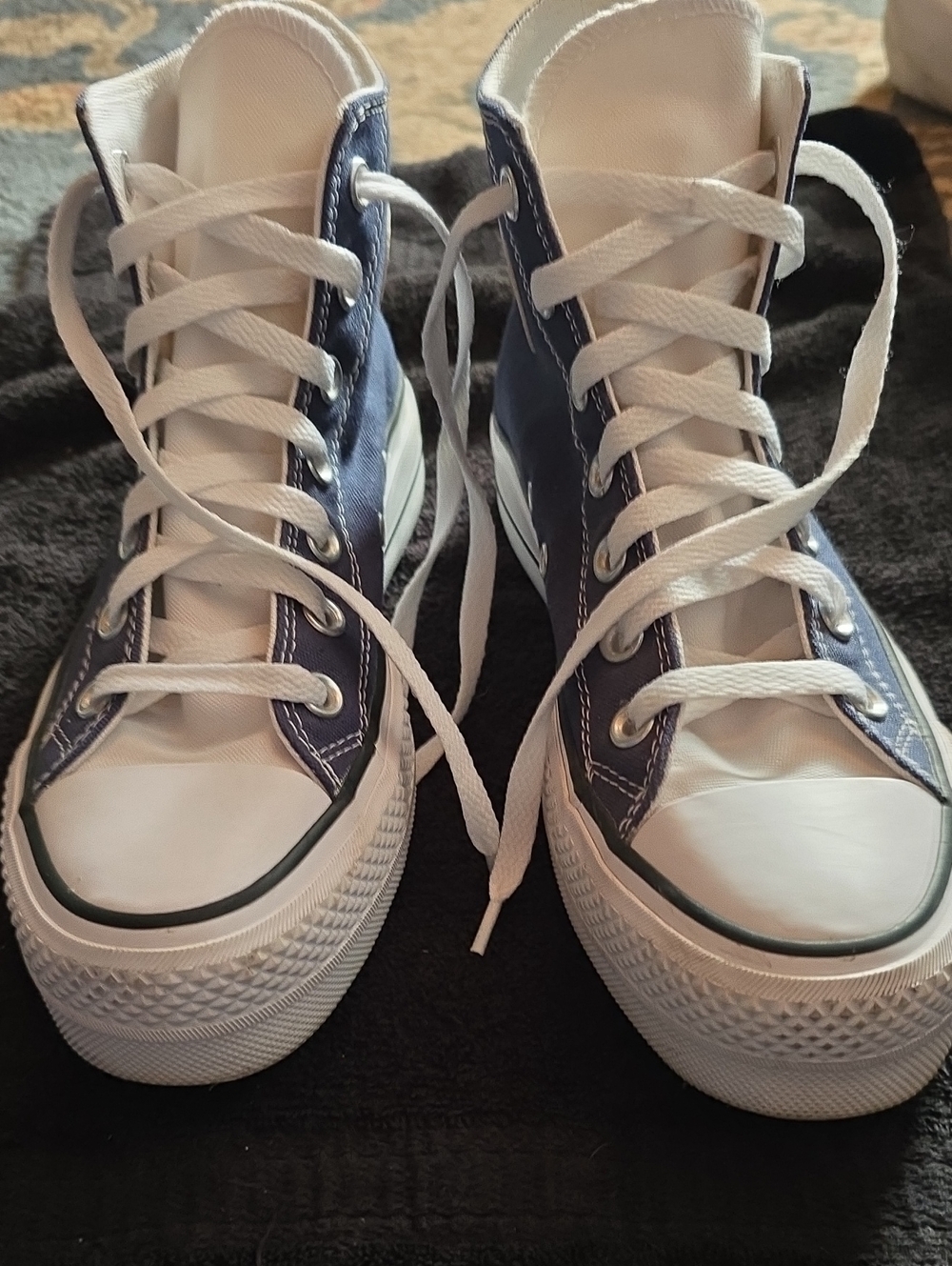 Converse Navy Blue And White High-top Sneakers